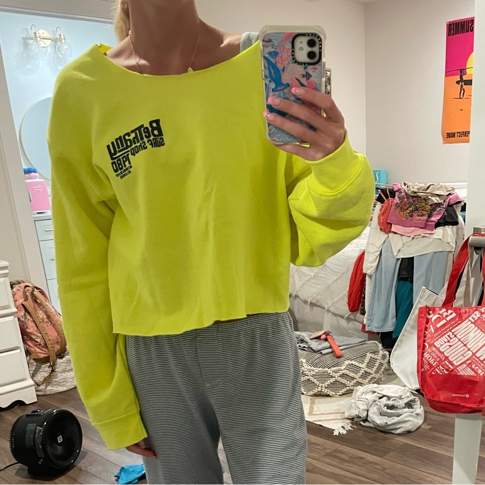Bethany surf shop off the shoulder cropped crewneck